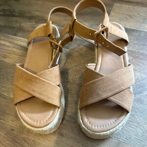 Brown suede platform espadrilles sandalls